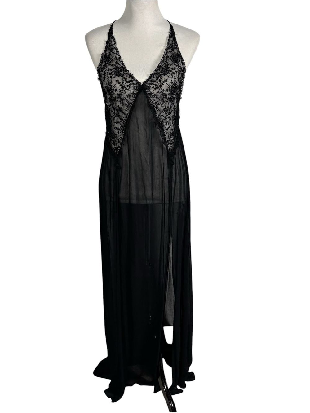 Free People Current Obsession Maxi Slip Dress Sheer Fairy Whimsigoth Witchy L
